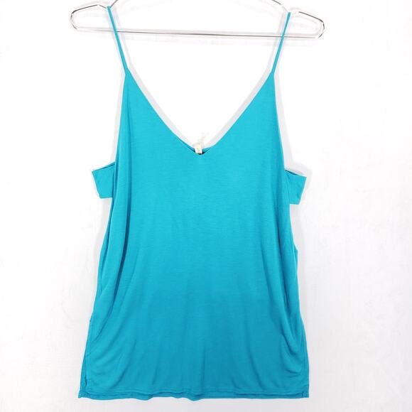 Lanston Tank Top Womens Small Bahamas Blue V Neck Spaghetti Strap Casual Shirt - Picture 3 of 6